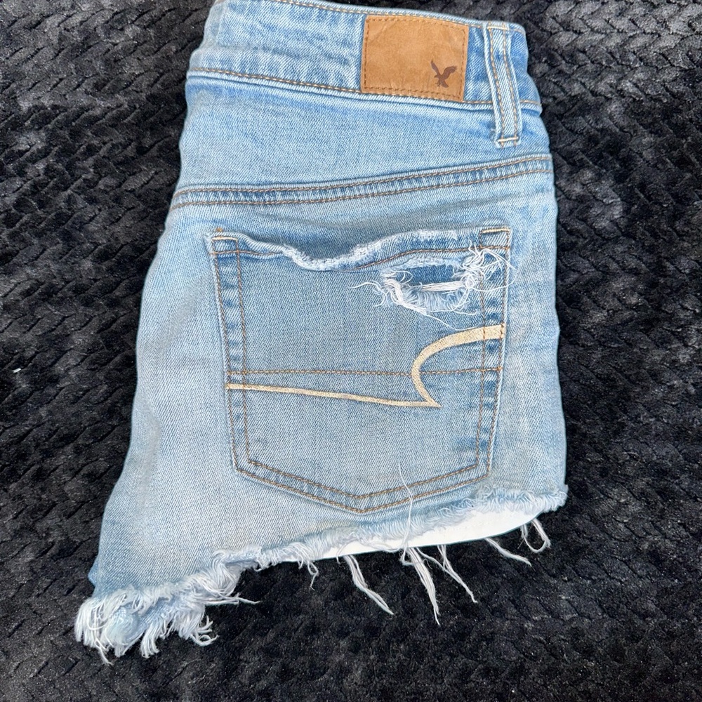 Light Blue Distressed Denim Shorts